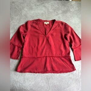 Cloth & Stone Deep Red V-Neck Blouse